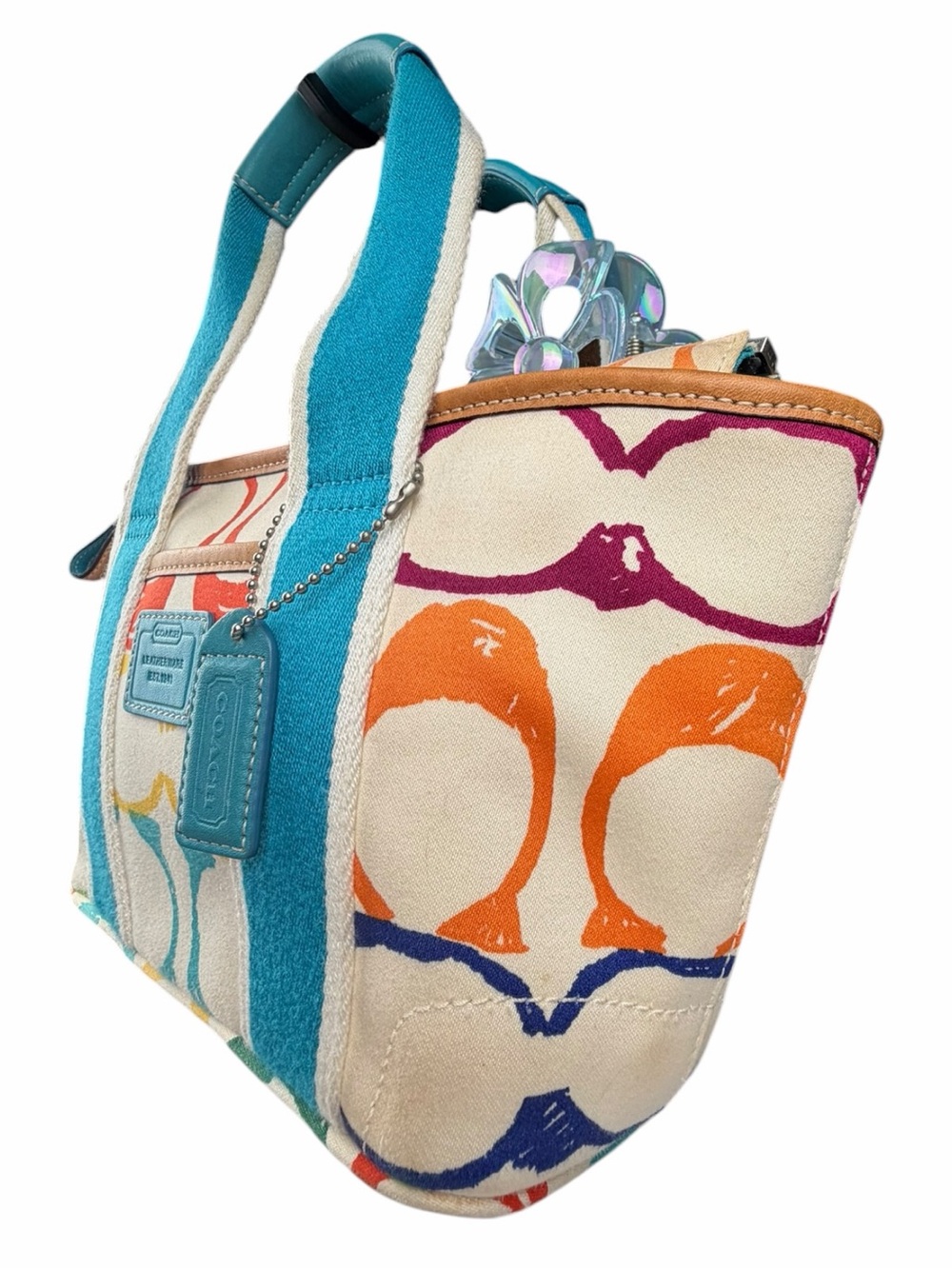 COACH Vintage Y2K Hampton Scribble Colorful “C” Monogram Canvas Mini Tote 5659 - Picture 3 of 9